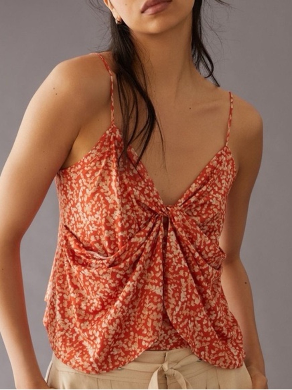 By Anthropologie Twist Cami, Orange, XL NWT